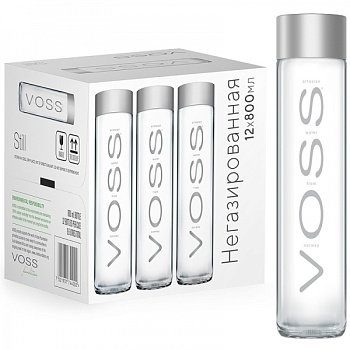 Картинка вода премиум класса восс/voss б/газ, стекло, 0,8л. 12 шт/уп