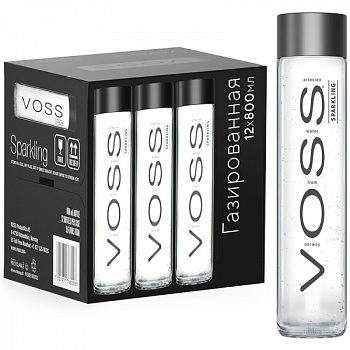 Картинка вода восс/voss газ, стекло, 0,8л. 12 шт/уп