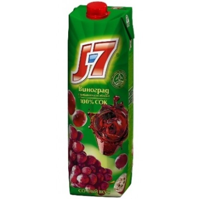 Картинка j-7 / джей-севен красный виноград нектар тет.пак. 1,00л (12 шт)