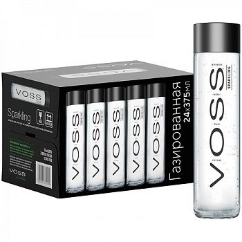 Картинка вода премиум класса восс/voss газ, стекло, 0,375л. 24 шт/уп
