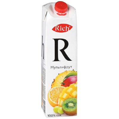 Картинка сок rich мультифрут с мякотью 100% 1л (12 шт)