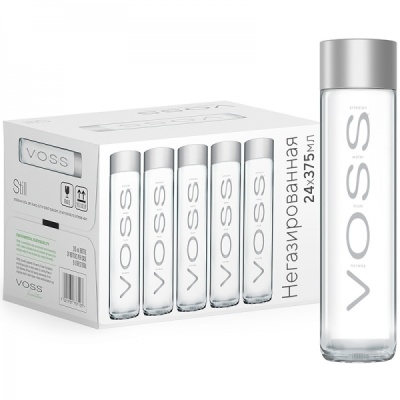 Картинка вода премиум класса восс/voss б/газ, стекло, 0,375л. 24 шт/уп