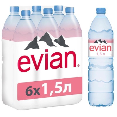Картинка вода evian / эвиан 1,5л б/г пэт (6шт.)